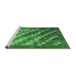 Sideview of Machine Washable Checkered Emerald Green Modern Area Rugs, wshcon2878emgrn