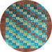 Round Machine Washable Checkered Light Blue Modern Rug, wshcon2878lblu