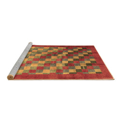 Sideview of Machine Washable Checkered Brown Modern Rug, wshcon2878brn