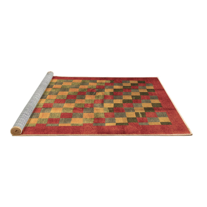 Sideview of Machine Washable Checkered Brown Modern Rug, wshcon2878brn