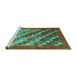 Sideview of Machine Washable Checkered Turquoise Modern Area Rugs, wshcon2878turq