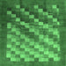 Square Machine Washable Checkered Emerald Green Modern Area Rugs, wshcon2878emgrn