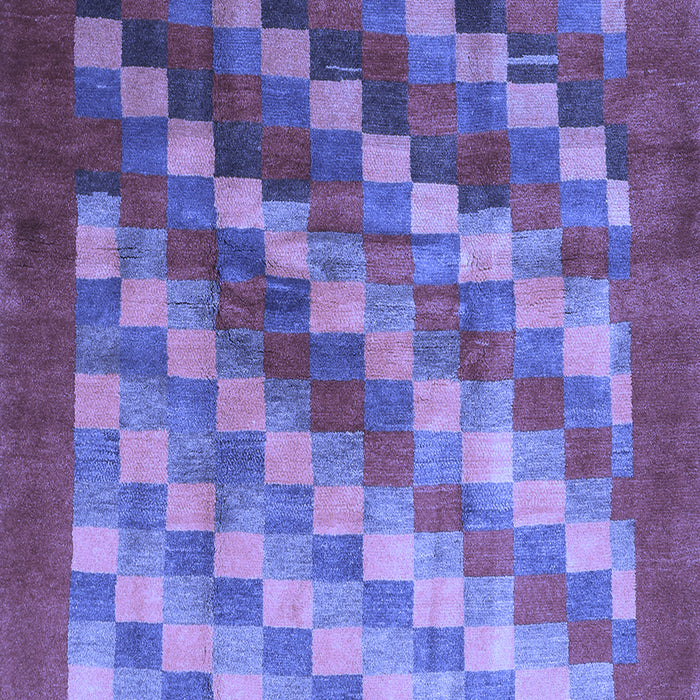 Machine Washable Checkered Blue Modern Rug, wshcon2878blu