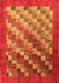 Serging Thickness of Machine Washable Checkered Orange Modern Area Rugs, wshcon2878org