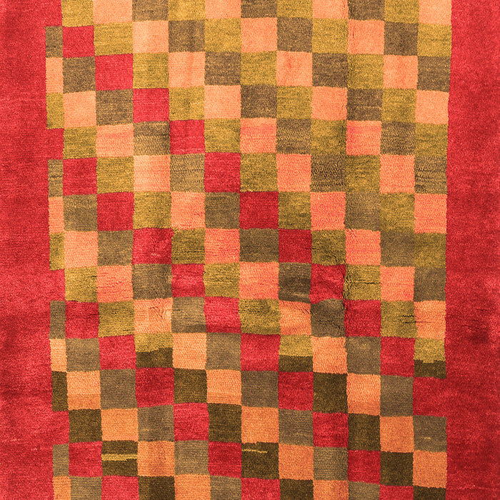 Serging Thickness of Machine Washable Checkered Orange Modern Area Rugs, wshcon2878org