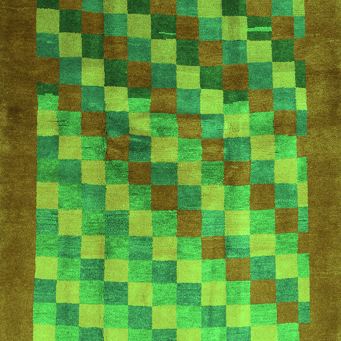 Serging Thickness of Machine Washable Checkered Green Modern Area Rugs, wshcon2878grn