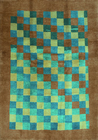 Checkered Turquoise Modern Rug, con2878turq