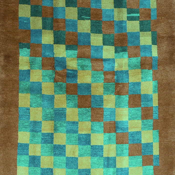 Checkered Turquoise Modern Rug, con2878turq