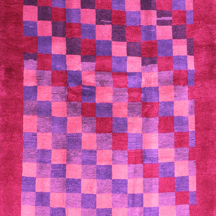 Machine Washable Checkered Pink Modern Rug, wshcon2878pnk