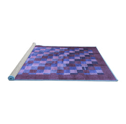 Sideview of Machine Washable Checkered Blue Modern Rug, wshcon2878blu