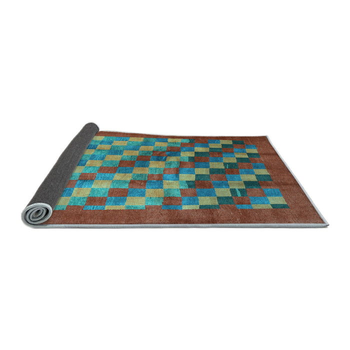 Sideview of Checkered Light Blue Modern Rug, con2878lblu