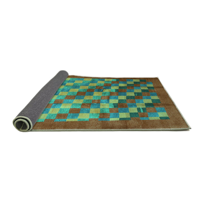 Sideview of Checkered Turquoise Modern Rug, con2878turq