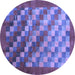 Round Machine Washable Checkered Blue Modern Rug, wshcon2878blu