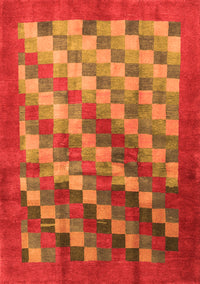 Checkered Orange Modern Rug, con2878org