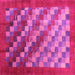 Square Machine Washable Checkered Pink Modern Rug, wshcon2878pnk