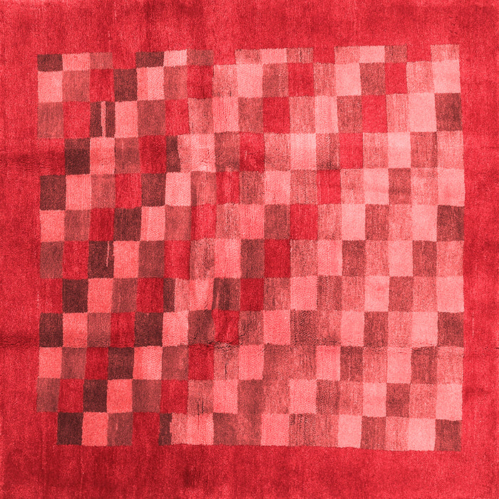 Machine Washable Checkered Red Modern Rug, wshcon2878red