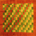 Square Machine Washable Checkered Yellow Modern Rug, wshcon2878yw