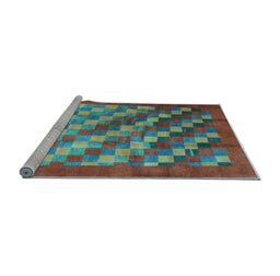 Sideview of Machine Washable Checkered Light Blue Modern Rug, wshcon2878lblu