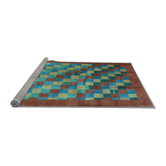 Sideview of Machine Washable Checkered Light Blue Modern Rug, wshcon2878lblu