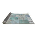 Thickness of Contemporary Light Steel Blue Patchwork Rug, con2879