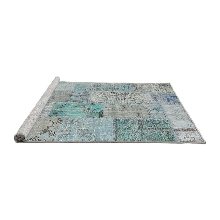 Serging Thickness of Machine Washable Contemporary Light Steel Blue Rug, wshcon2879