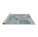 Serging Thickness of Machine Washable Contemporary Light Steel Blue Rug, wshcon2879