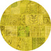 Round Patchwork Yellow Transitional Rug, con2879yw