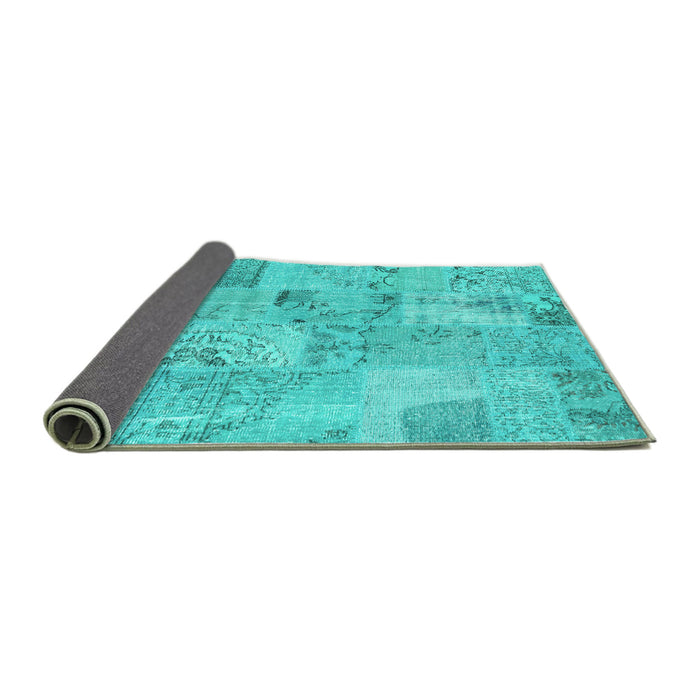 Sideview of Patchwork Turquoise Transitional Rug, con2879turq
