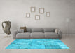 Machine Washable Patchwork Light Blue Transitional Rug in a Living Room, wshcon2879lblu