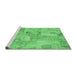 Sideview of Machine Washable Patchwork Emerald Green Transitional Area Rugs, wshcon2879emgrn