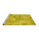 Sideview of Machine Washable Patchwork Yellow Transitional Rug, wshcon2879yw