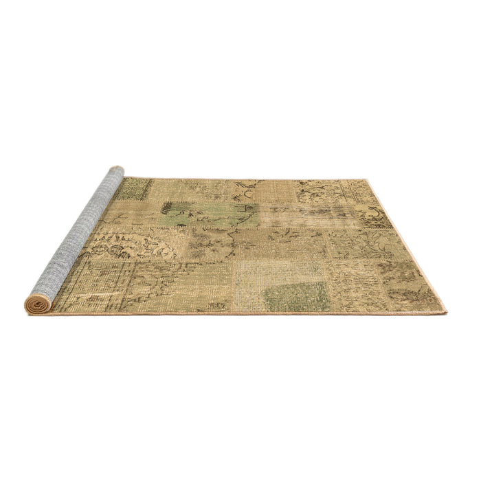 Sideview of Machine Washable Patchwork Brown Transitional Rug, wshcon2879brn