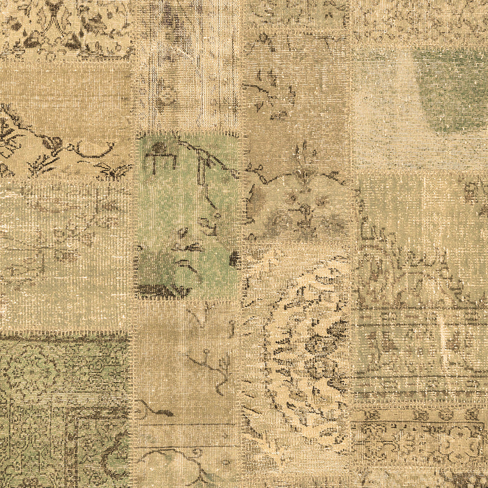 Machine Washable Patchwork Brown Transitional Rug, wshcon2879brn