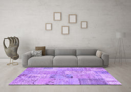 Machine Washable Patchwork Purple Transitional Area Rugs in a Living Room, wshcon2879pur