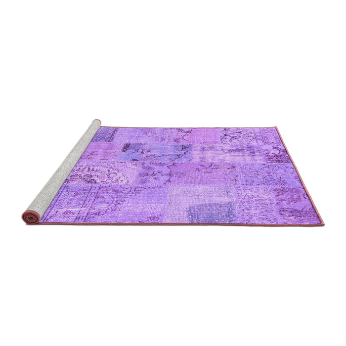 Sideview of Machine Washable Patchwork Purple Transitional Area Rugs, wshcon2879pur