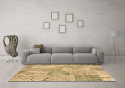 Machine Washable Patchwork Brown Transitional Rug in a Living Room,, wshcon2879brn