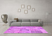 Machine Washable Patchwork Pink Transitional Rug in a Living Room, wshcon2879pnk