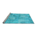 Sideview of Machine Washable Patchwork Light Blue Transitional Rug, wshcon2879lblu