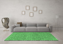 Machine Washable Abstract Emerald Green Contemporary Area Rugs in a Living Room,, wshcon287emgrn