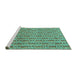 Sideview of Machine Washable Abstract Turquoise Contemporary Area Rugs, wshcon287turq