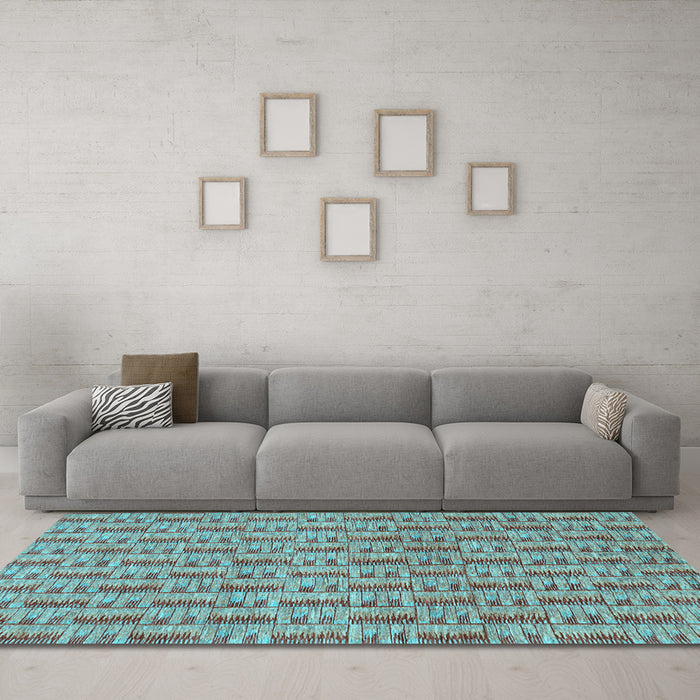 Machine Washable Abstract Light Blue Contemporary Rug in a Living Room, wshcon287lblu