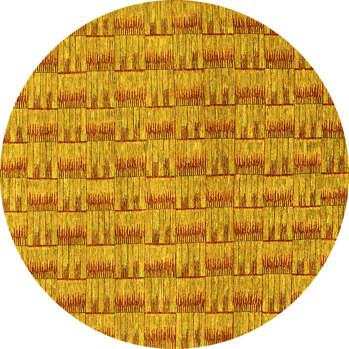 Round Machine Washable Abstract Yellow Contemporary Rug, wshcon287yw