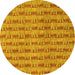 Round Machine Washable Abstract Yellow Contemporary Rug, wshcon287yw