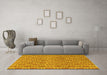 Machine Washable Abstract Yellow Contemporary Rug in a Living Room, wshcon287yw