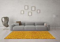 Machine Washable Abstract Yellow Contemporary Rug, wshcon287yw