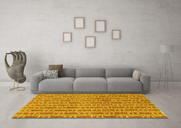 Machine Washable Abstract Yellow Contemporary Rug in a Living Room, wshcon287yw