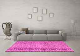 Machine Washable Abstract Pink Contemporary Rug in a Living Room, wshcon287pnk