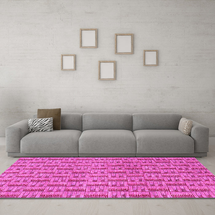 Machine Washable Abstract Pink Contemporary Rug in a Living Room, wshcon287pnk