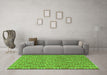 Machine Washable Abstract Green Contemporary Area Rugs in a Living Room,, wshcon287grn