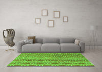 Machine Washable Abstract Green Contemporary Rug, wshcon287grn